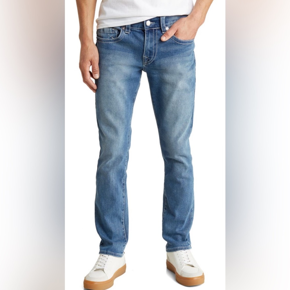 NWT True Religion Jeans Rocco Big T Flap  W40/L31 Blue Medium Wash Retail $199